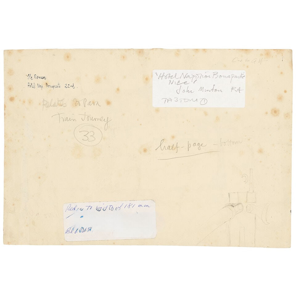 John Minton (British, 1917-1957) L'Île Rousse Hotel Napoléon Bonaparte (unframed) - 2