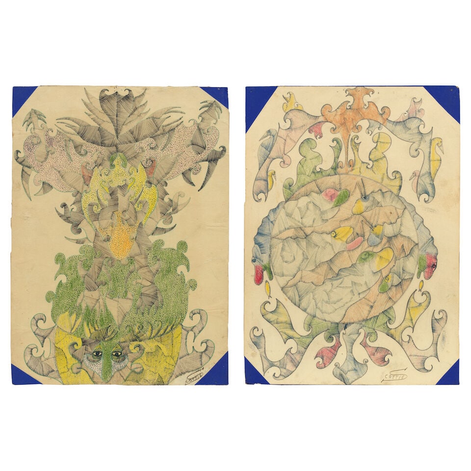 Scottie Wilson R.S.A., R.S.W. (British, 1889-1972) A Pair of Abstract Compositions each 38 x 27.... (1 of 7)