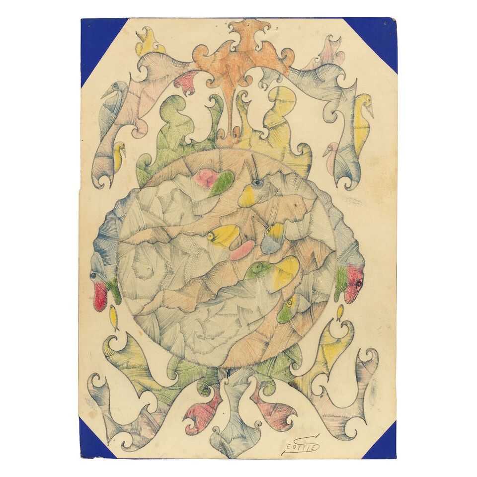 Scottie Wilson R.S.A., R.S.W. (British, 1889-1972) A Pair of Abstract Compositions each 38 x 27.... - 3