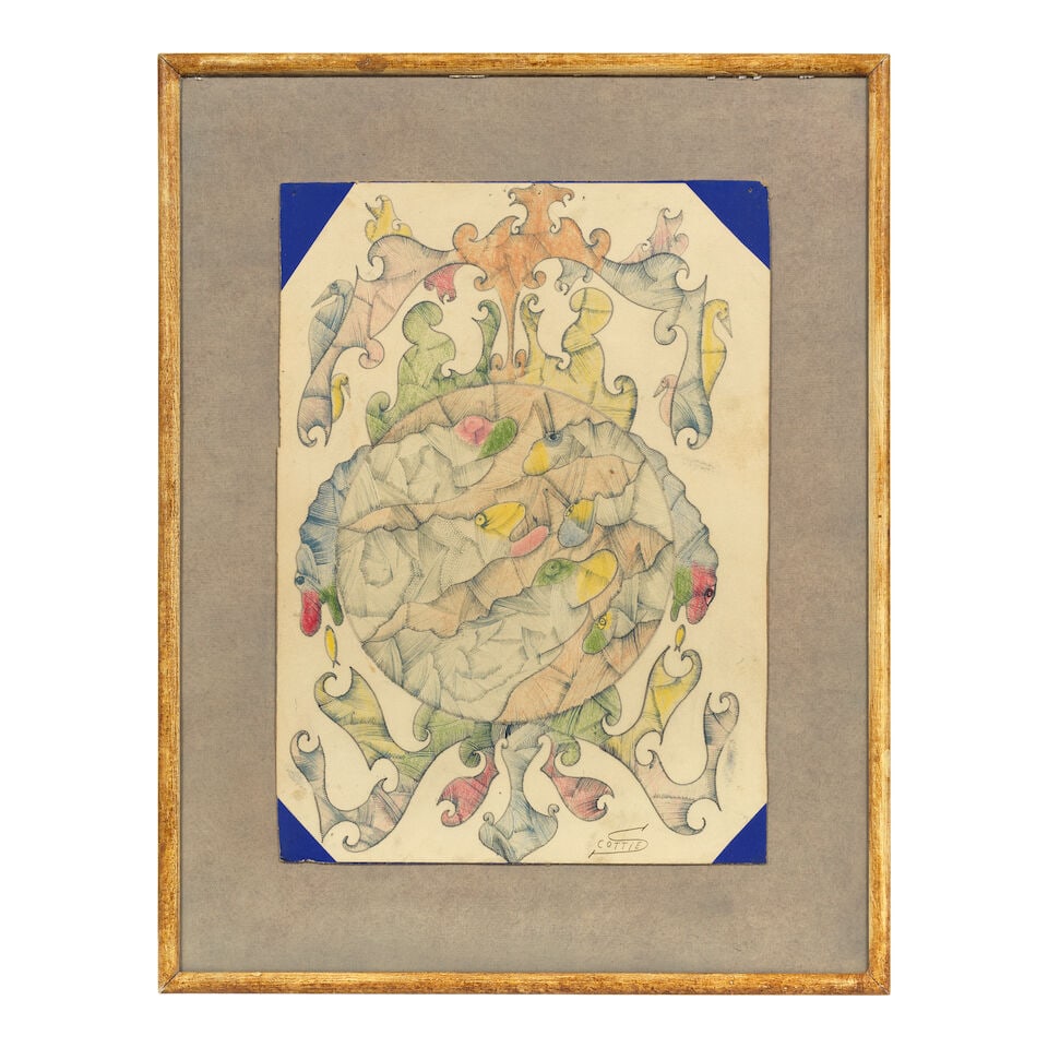 Scottie Wilson R.S.A., R.S.W. (British, 1889-1972) A Pair of Abstract Compositions each 38 x 27.... - 5