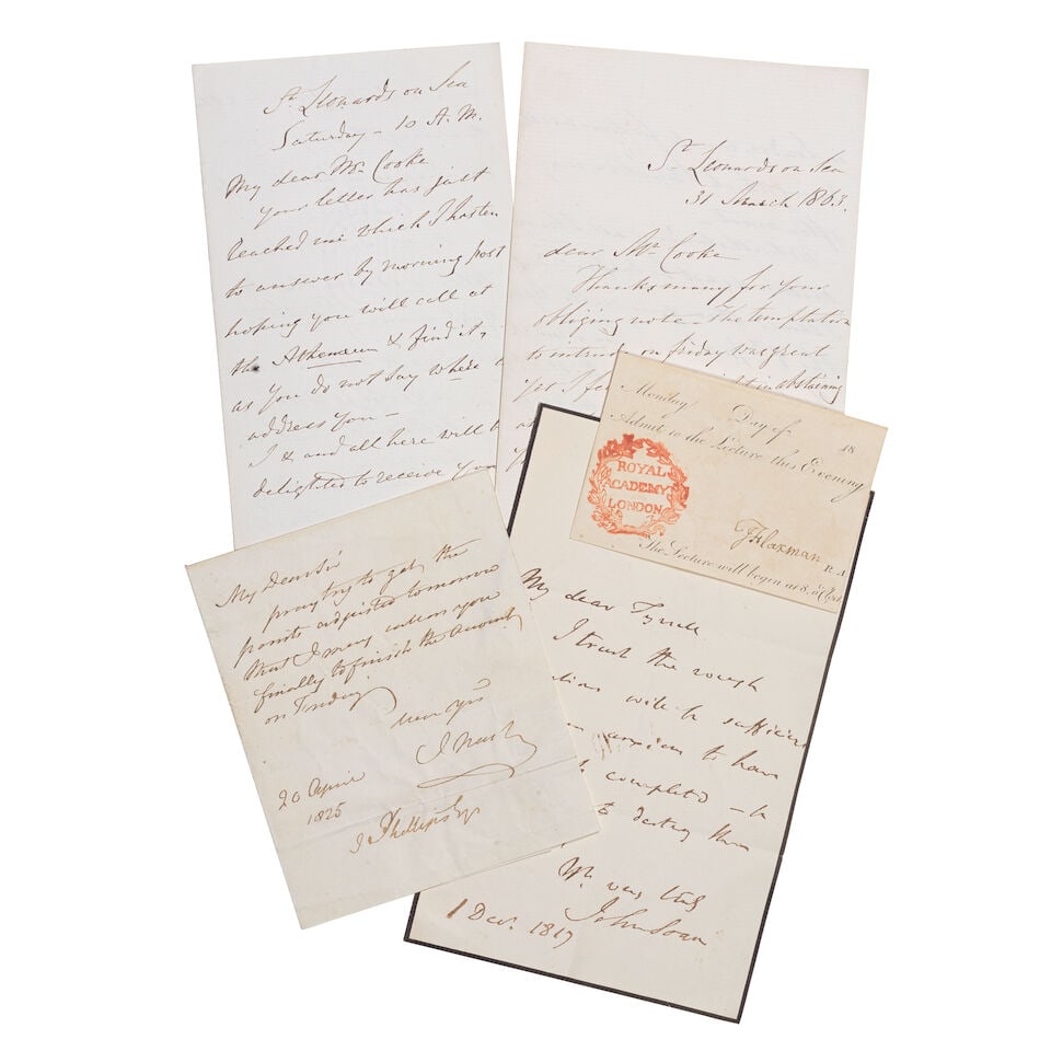 ARCHITECTURE - FLAXMAN, SOANE, NASH AND BURTON Admittance ticket to RA signed Flaxman; with four... (1 of 1)