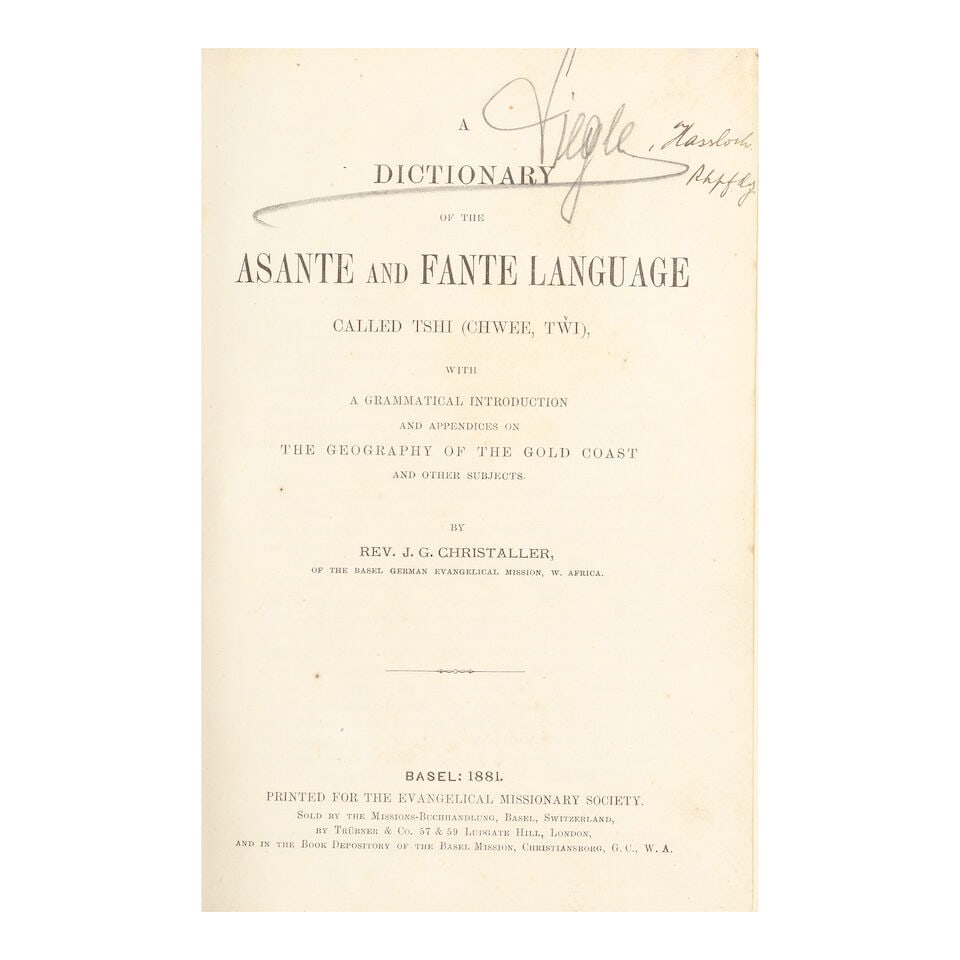 GHANA - CHRISTALLER (J.G.) A Grammar of the Asante and Fante Language Called Tshi, 1875; and 2 o... - 3