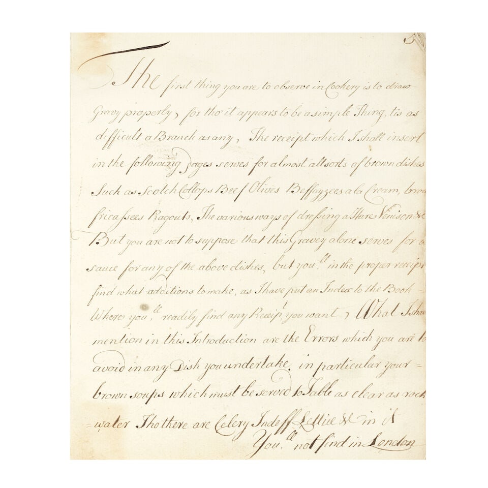 COOKERY & MEDICINAL Manuscript receipt book, eighteenth-century (1 of 2)