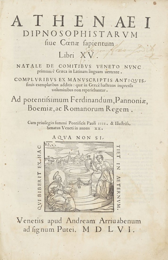 COOKERY ATHENAEUS OF NAUCRATIS. Dipnosophistarum sive Coenae sapientium libri XV. Translated by ... (1 of 5)