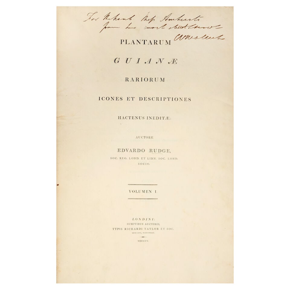 RUDGE (EDWARD) Plantarum Guianae rariorum icones et descriptiones hactenus ineditae, vol. 1 [all... (1 of 3)