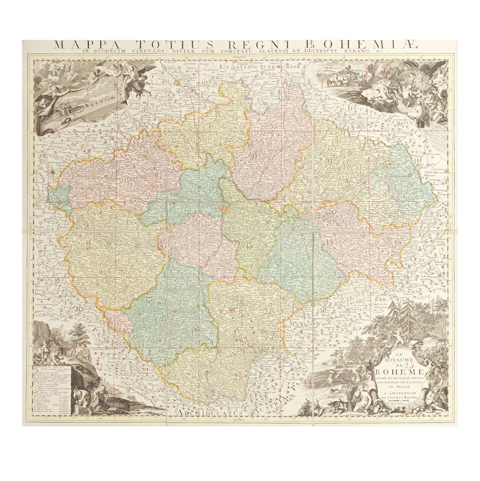 MULLER (JOHANN CHRISTOPH) Mappa geographica Regni Bohemiae in duodecim circulos divisae..., Augs... (1 of 3)