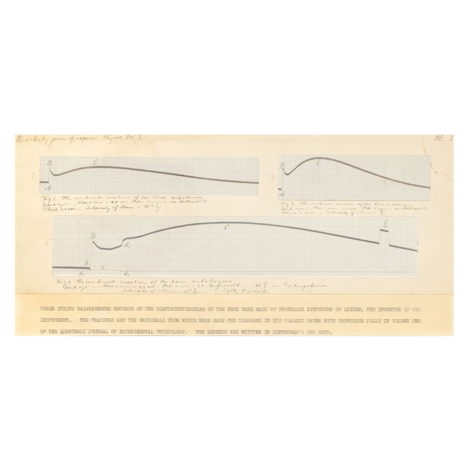 EINTHOVEN (WILLEM) Manuscript string galvanometer records of the electroretinogram of the frog, ... (1 of 1)