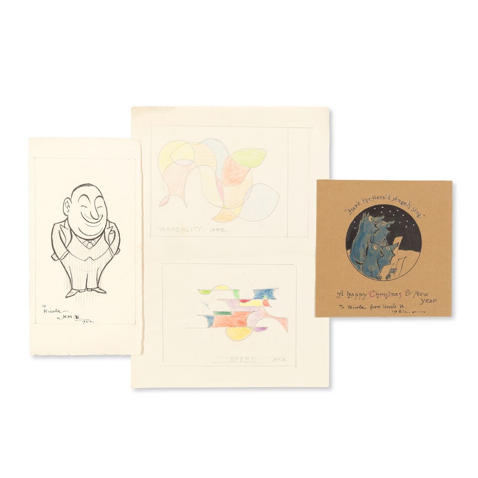 BATEMAN (H.M.) A small archive of 5 original pen and ink, watercolour or colour pencil drawings,... - 3