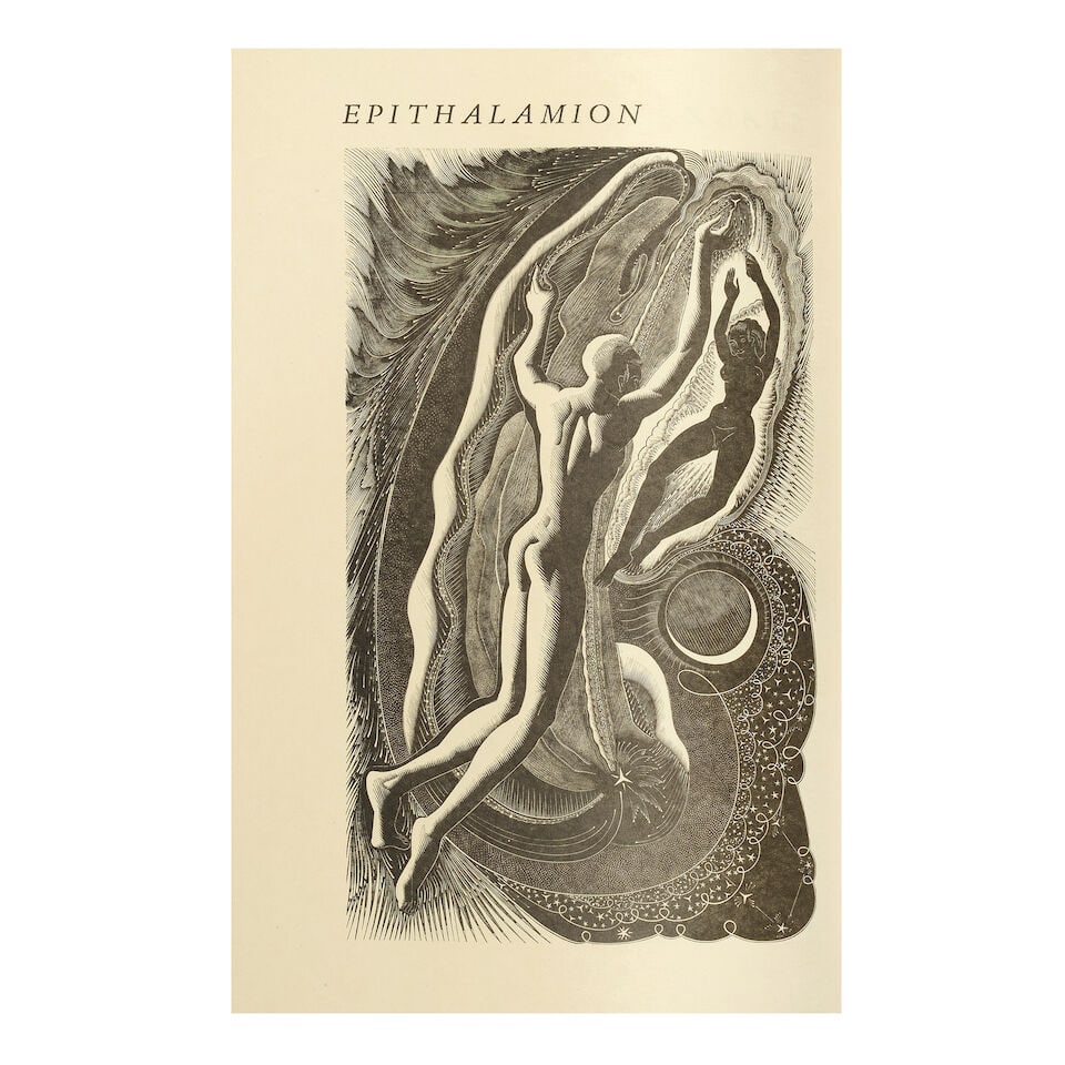 GEMINI PRESS - BLAIR HUGHES-STANTON GRAVES (IDA) Epithalamion, NUMBER 20 OF 50 COPIES ON JAPANES...: GEMINI PRESS - BLAIR HUGHES-STANTON GRAVES (IDA) Epithalamion, NUMBER 20 OF 50 COPIES ON JAPANESE VELLUM, SIGNED BY THE AUTHOR AND ARTIST, from an overall edition of 330, 23 full-page wood-engravings