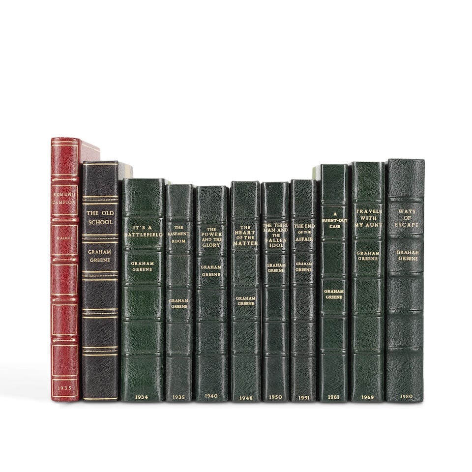GREENE (GRAHAM) [Works], 14 vol.; Waugh, 3 vol.; Kipling, 2 vol. (19): GREENE (GRAHAM) [Works], 14 vol., FIRST EDITIONS, comprising: The Man Within, 1929; Rumour at Nightfall, 1931; Stamboul Train, 1932; The Old School. Essays by Divers Hands. Edited by Graham Greene, J