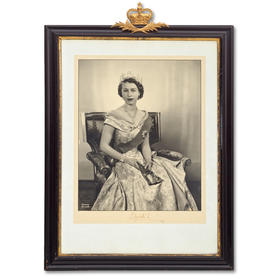 ROYALTY - QUEEN ELIZABETH WILDING (DOROTHY) Fine portrait of Queen Elizabeth II, seated three-qu... (1 of 2)