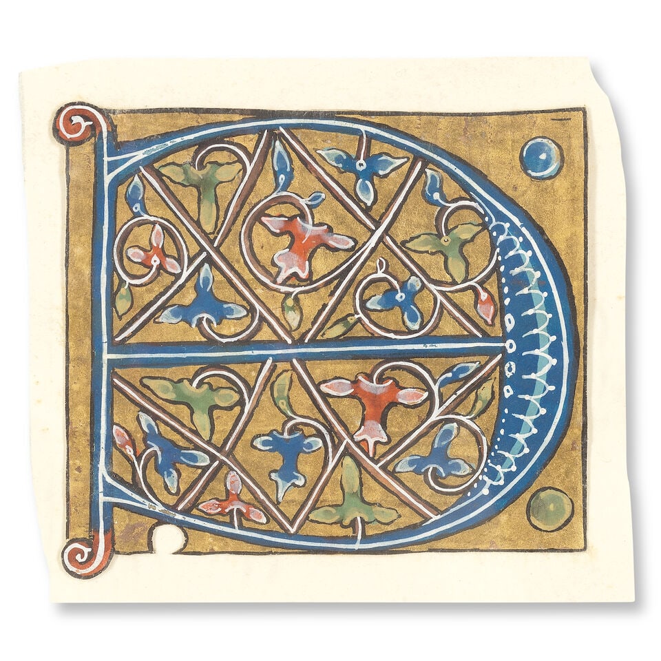 ILLUMINATED MANUSCRIPT A collection of seven large illuminated initials (Q, B, E, N, E, D, D) cu... (1 of 4)