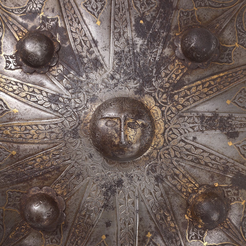 A Qajar gold damascened steel shield (sipar) Persia, 19th Century - 2