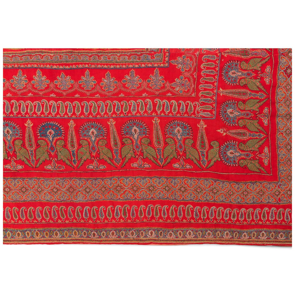 A large Qajar embroidered wool panel Kirman, Persia, 19th Century - 2