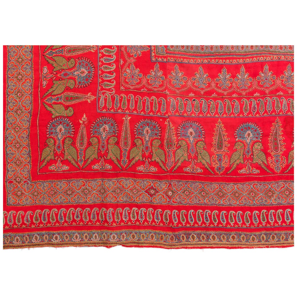 A large Qajar embroidered wool panel Kirman, Persia, 19th Century - 4