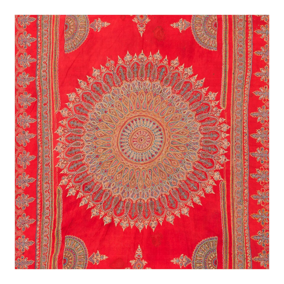 A large Qajar embroidered wool panel Kirman, Persia, 19th Century - 5