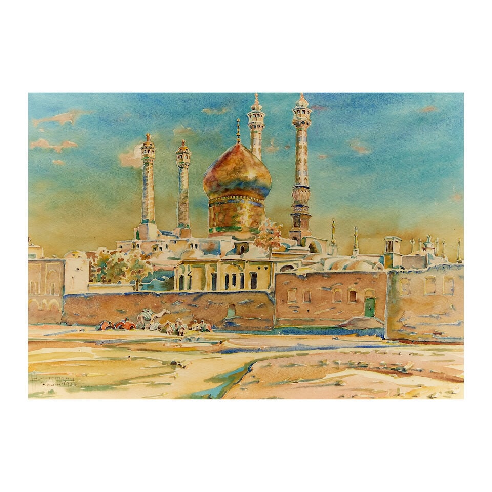 The Shrine of Fatimah Masumeh, Qum by Albert Hunnemann (German, 20th Century), dated 1934 (1 of 3)