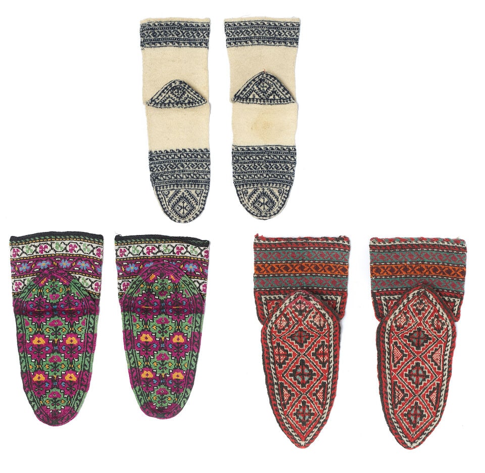 Three pairs of Qajar socks Persia, 19th Century(6) - 2