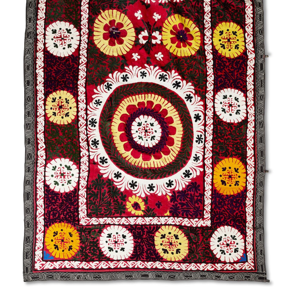 An embroidered wool panel (susani) Central Asia, second half of 20th Century - 2