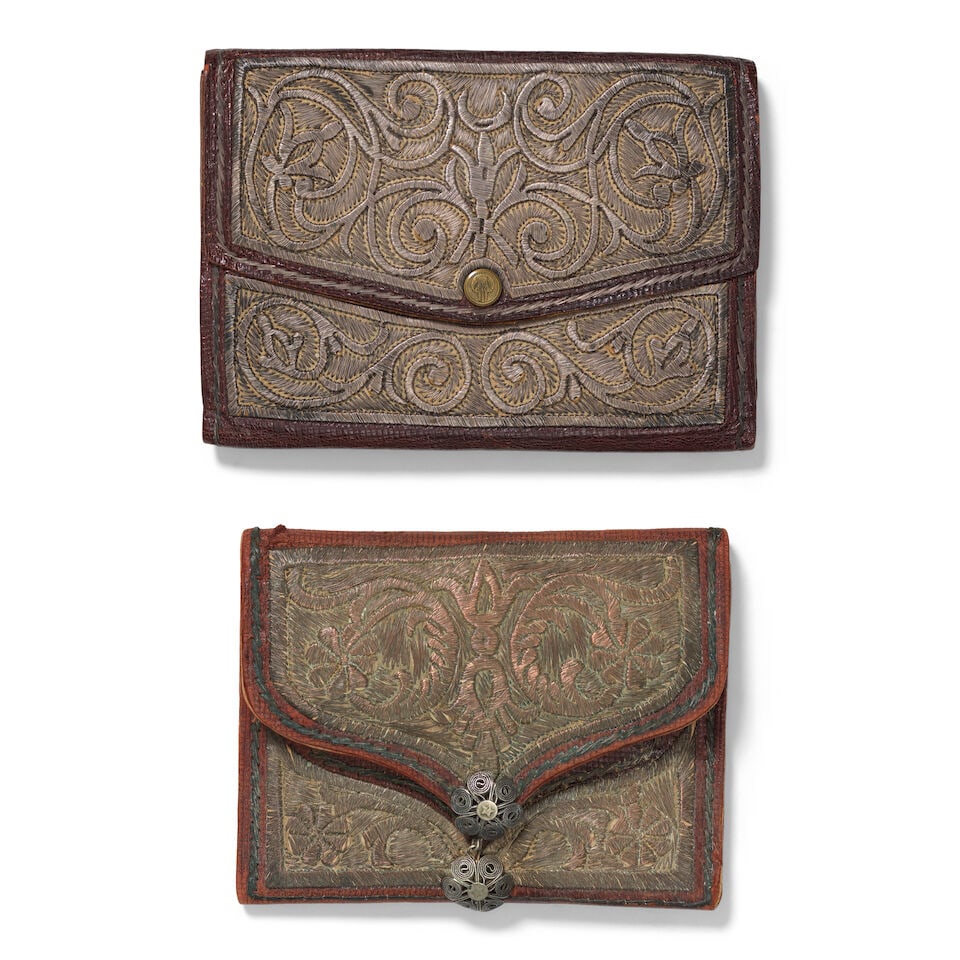 Two Ottoman metal-thread embroidered leather wallets Turkey, 19th and 20th Century(2) (1 of 7)