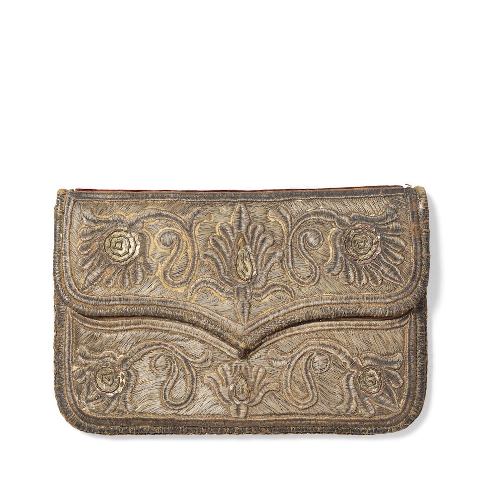 A metal-thread embroidered velvet-mounted leather wallet Ottoman Turkey or Caucasus, 17th Century (1 of 3)