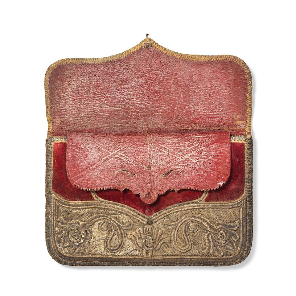 A metal-thread embroidered velvet-mounted leather wallet Ottoman Turkey or Caucasus, 17th Century - 3