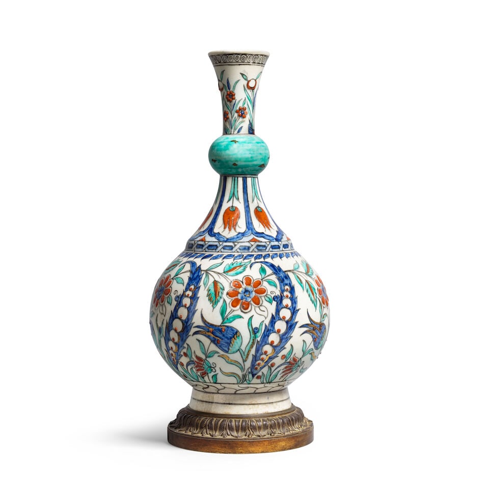 A Samson Iznik style porcelain water flask (surahi) France, 19th Century (1 of 2)