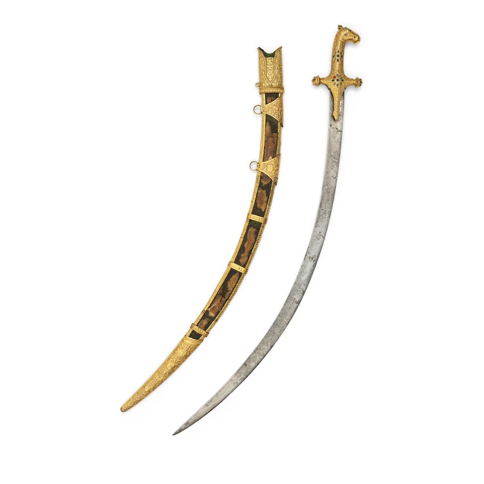 A Kutch gilt-copper horsehead-hilted sword Western India, early 19th Century (1 of 8)
