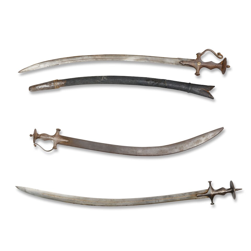 Two silver koftgari steel swords (tulwars) North India, 18th/ 19th Century(3) (1 of 5)
