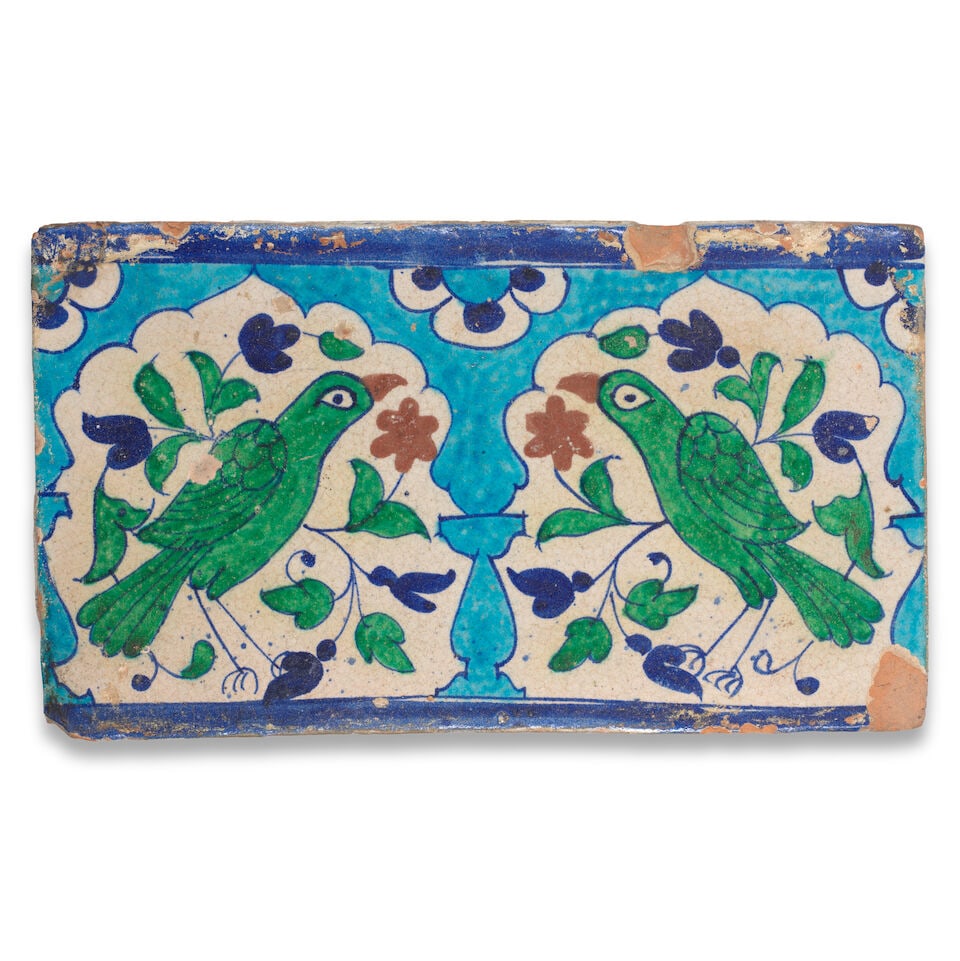 A Multan underglaze-painted pottery tile North India, 19th Century (1 of 2)