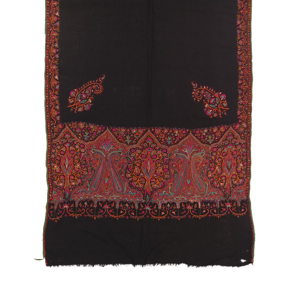 An embroidered wool sash Kashmir, late 19th Century (1 of 3)