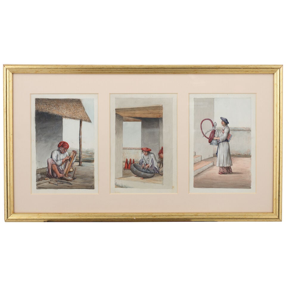 Three paintings depicting a hookah-bearer, a carpenter, and a maker of metalware Lucknow, circa ... (1 of 1)