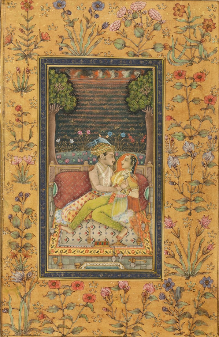 Seven modern paintings in Mughal style, depicting Akbar II in durbar, hunting scenes, and aristo... - 3