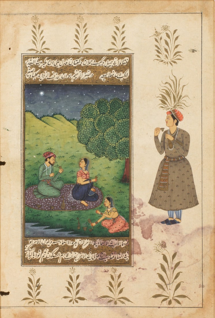 Seven modern paintings in Mughal style, depicting Akbar II in durbar, hunting scenes, and aristo... - 4