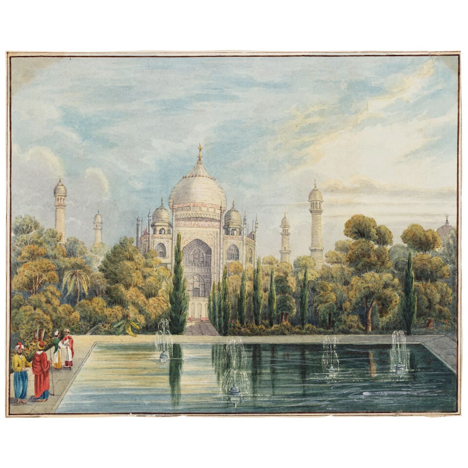 Attributed to Oscar de Liphart (fl. 1870s) View of the Taj Mahal from the garden side, circa 1871 (1 of 3)