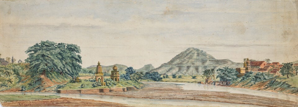A view of Rameshwar Temple at Kshetra Mahuli British School, dated 1892 (1 of 1)