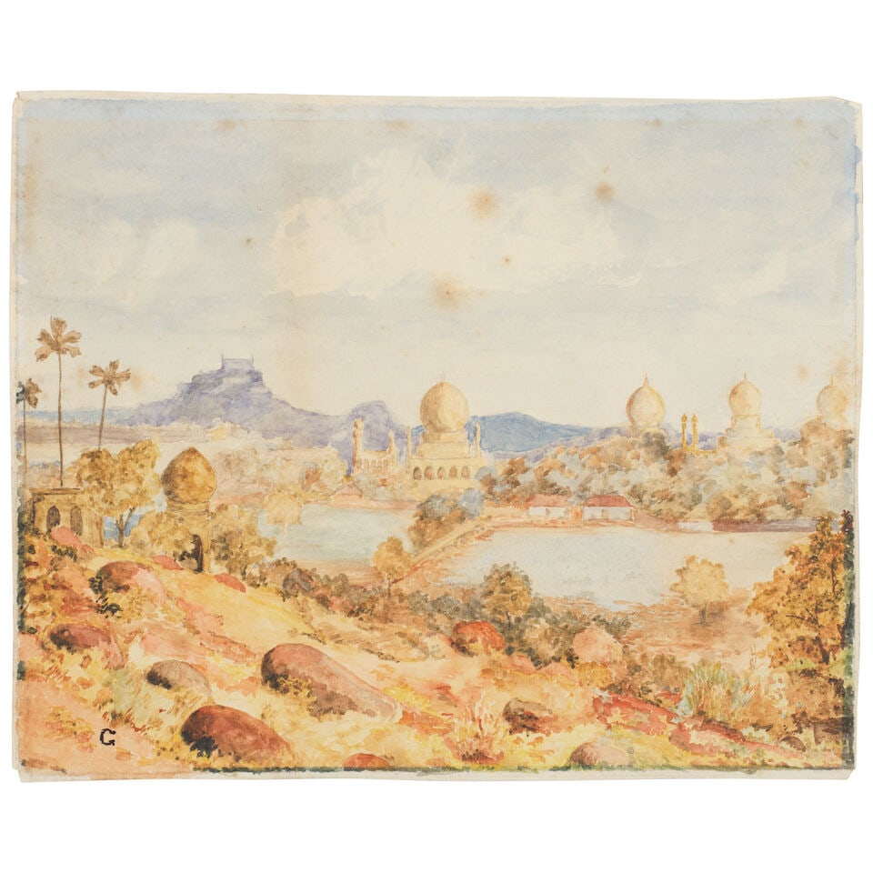 A group of six various Indian and Persian landscape views British School, late 19th Century-earl... - 4