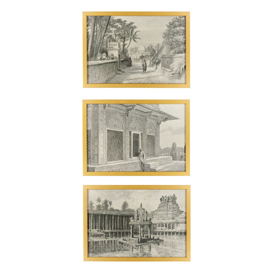 Three views of Indian monuments, two depicting views in Trichinopoly, perhaps from the Illustrat... - 4