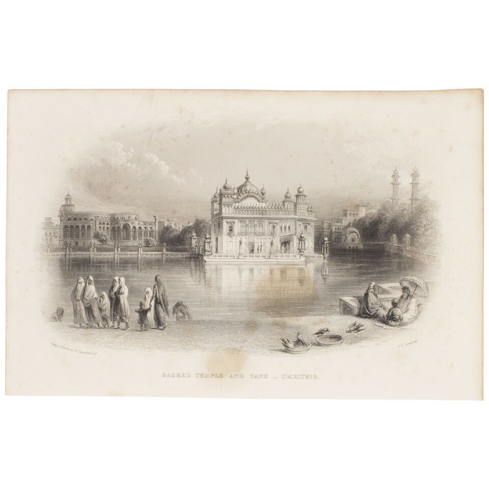 Sacred Temple and Tank, Umritsir, after a sketch by William Carpenter Engraving by J. C. Armytag... - 2