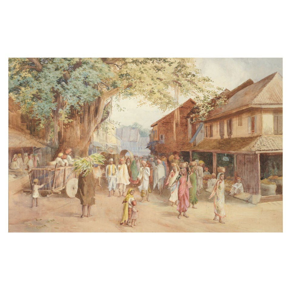 A Poona street scene British School in India, late 19th Century (1 of 2)