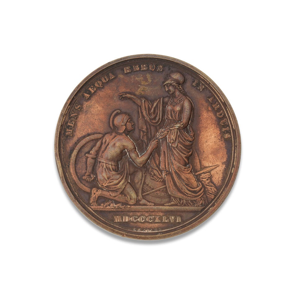 A bronze medal depicting Sir Henry Hardinge (1785-1856) commemorating the Treaty of Lahore by G.... (1 of 2)