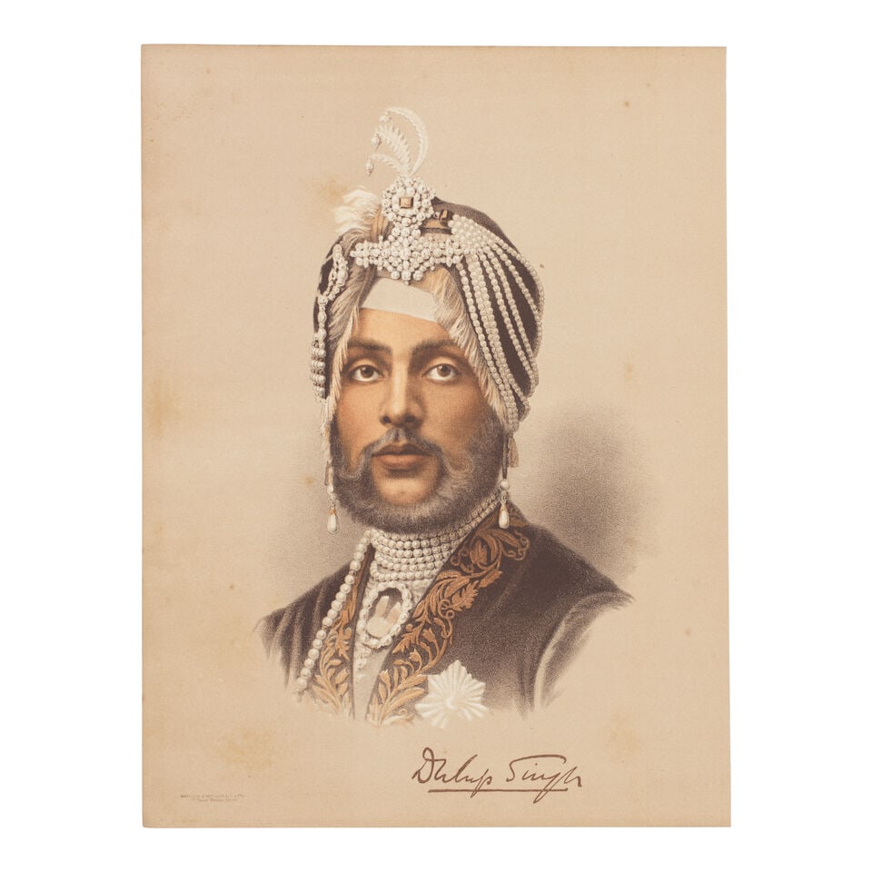 Three prints relating to Maharajah Duleep Singh: a chromolithograph portrait of the Maharajah Lo... (1 of 3)