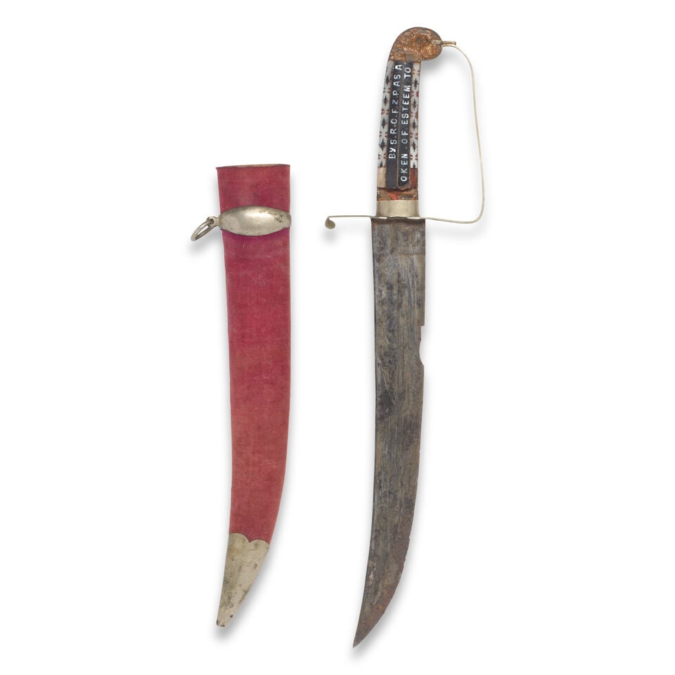 A mother of pearl-inlaid steel dagger (kirpan) presented to a Colonel of the 2nd Battalion 54th ... (1 of 4)