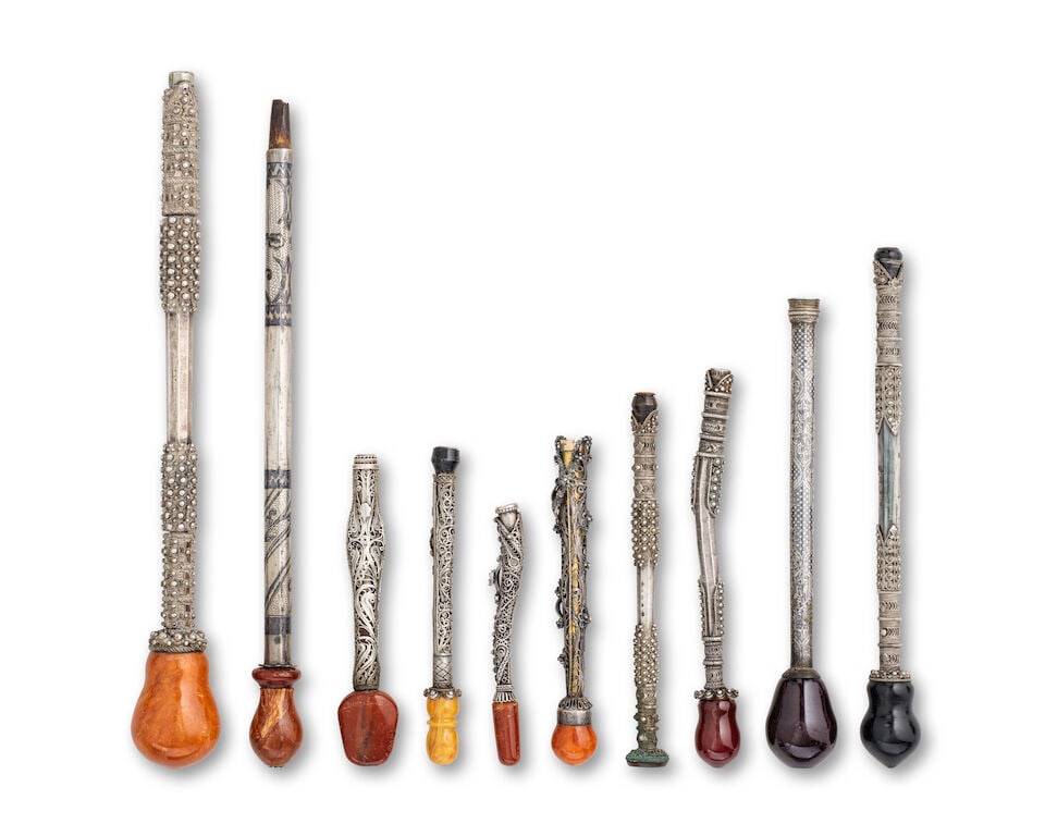 A group of ten Ottoman silver mouthpieces Turkey or Cyprus, 19th Century(10) (1 of 1)