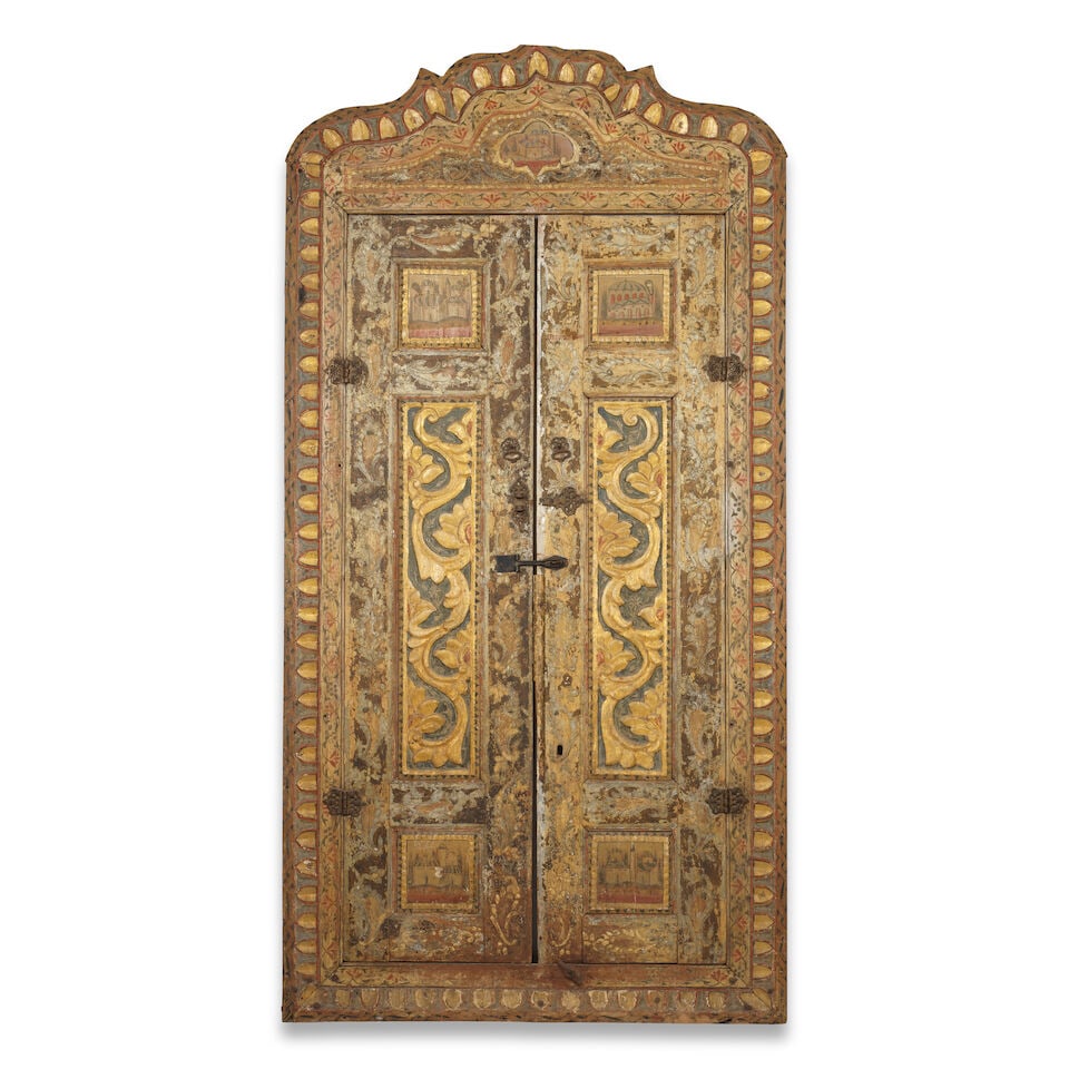 A Damascus painted wood doorway Syria, 17th/18th Century (1 of 2)