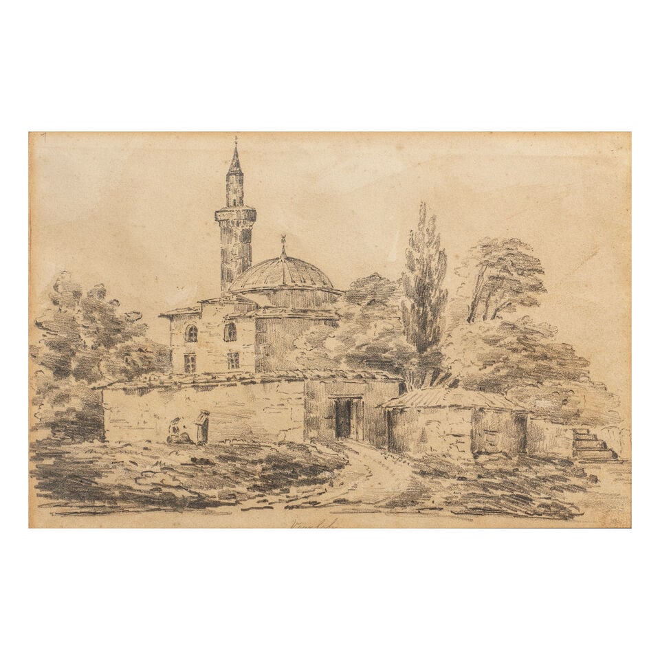 The Ottoman Mosque at Vourlah (Urla) European School, 19th Century: The Ottoman Mosque at Vourlah (Urla) European School, 19th Century pencil on paper, inscribed Vourlah lower centre 175 x 255 mm. Footnotes: Vourlah (modern-day Urla) is in the province of Izmir (forme