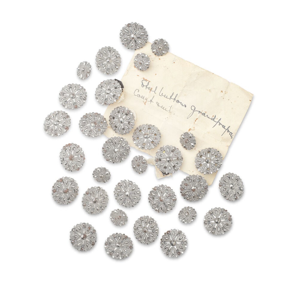 A group of steel buttons from the suit of Sir Thomas Theophilus Metcalfe, 4th Baronet (1795-1853... (1 of 2)