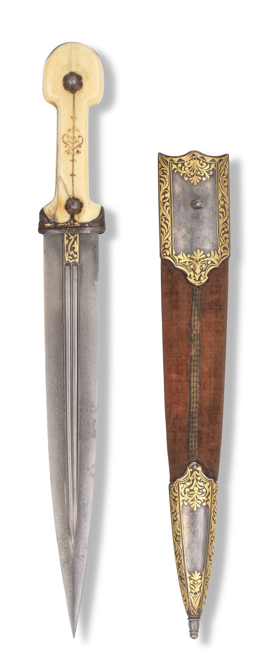 A walrus-ivory hilted gold-damascened steel dagger (kindjal) Caucasus, 19th Century (1 of 2)