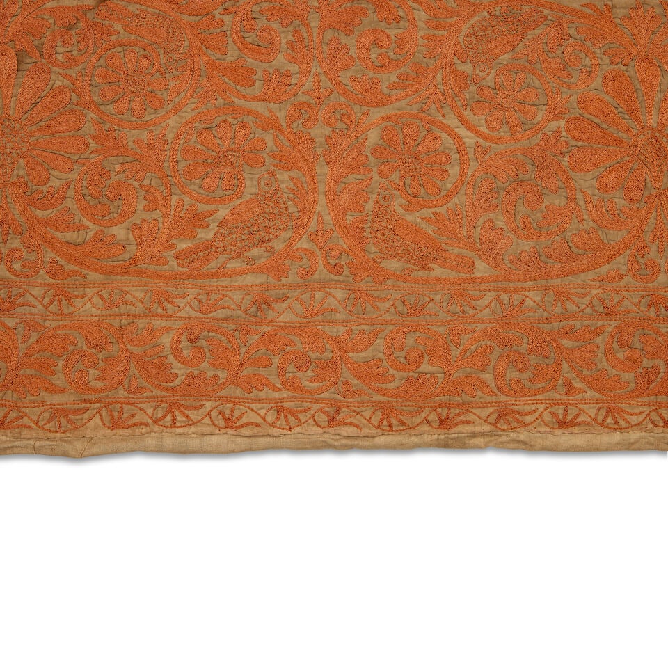 An Indo-portuguese embroidered cotton coverlet (colcha) Gujarat, 16th/ 17th Century (1 of 3)