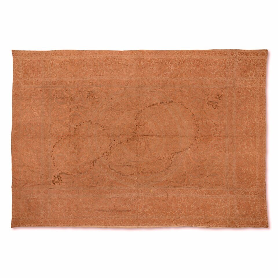 An Indo-portuguese embroidered cotton coverlet (colcha) Gujarat, 16th/ 17th Century - 2
